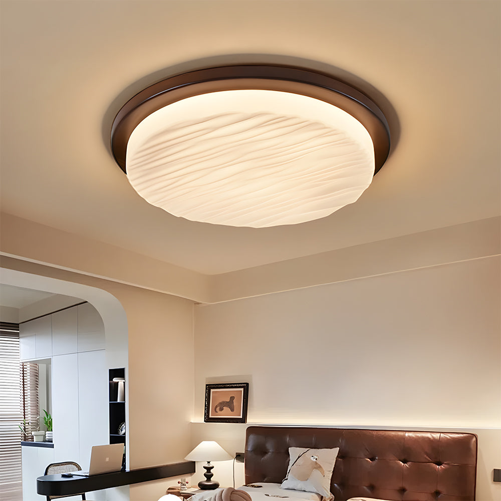 Art déco rzeźbiona szklana płaska lampa sufitowa do montażu bezpośredniego