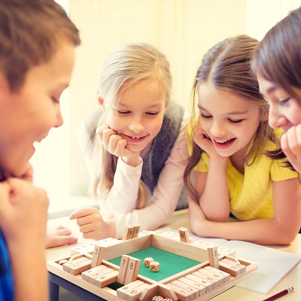 Kompaktowa drewniana kwadratowa rodzinna gra planszowa do nauki matematyki - zabawka edukacyjna