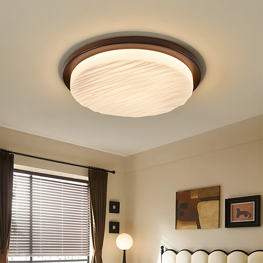 Art déco rzeźbiona szklana płaska lampa sufitowa do montażu bezpośredniego