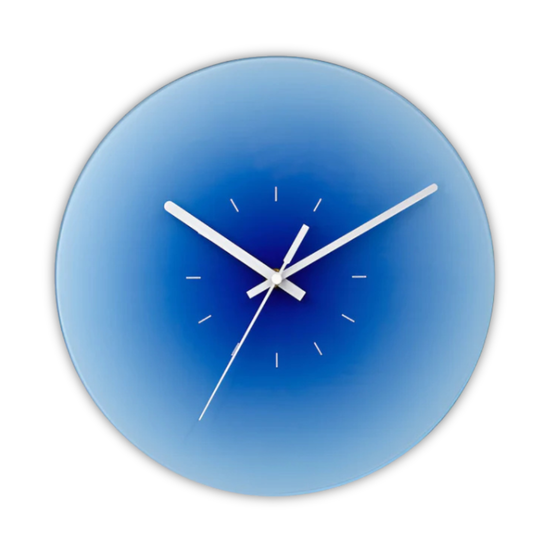 Okrągły szklany zegar ścienny Gradient Sunset z cichym mechanizmem kwarcowym