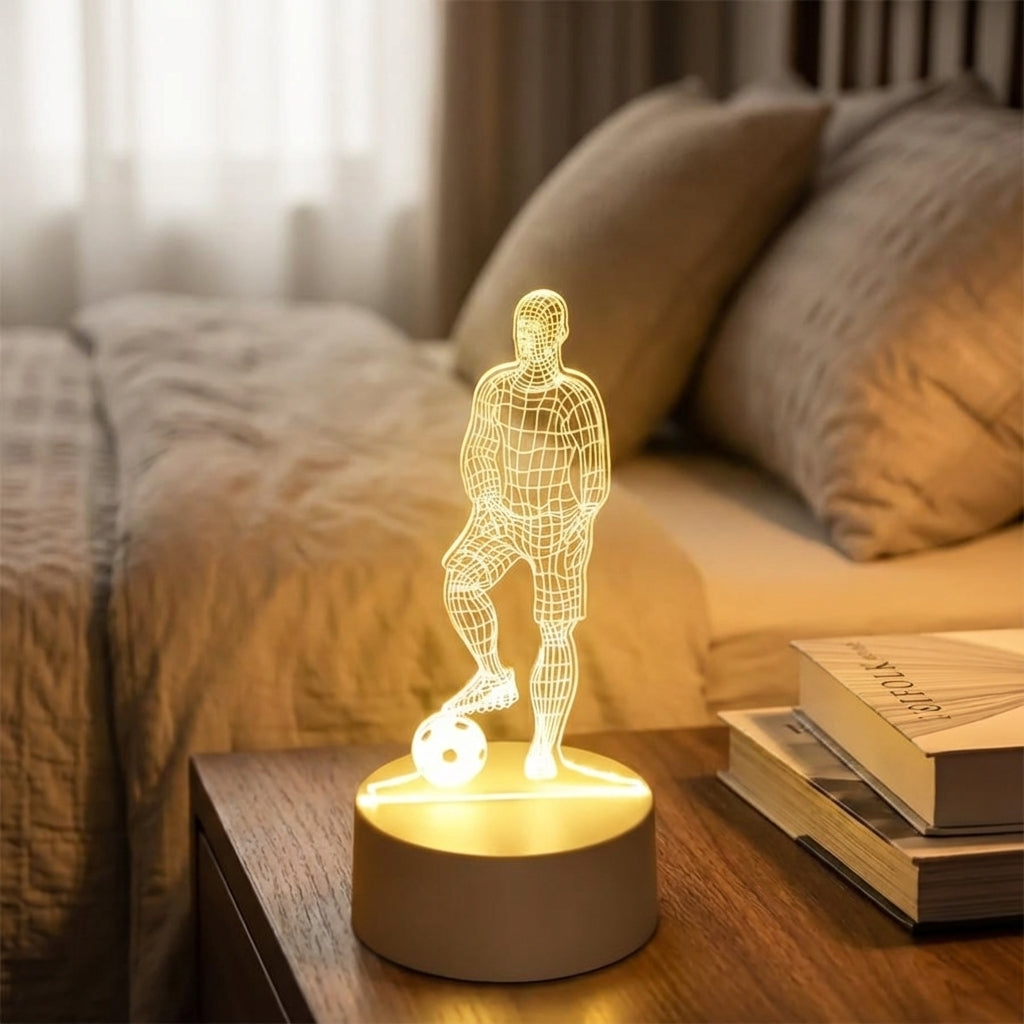 Rzeźbiarska akrylowa lampa stołowa z motywem piłki nożnej i zasilaniem USB