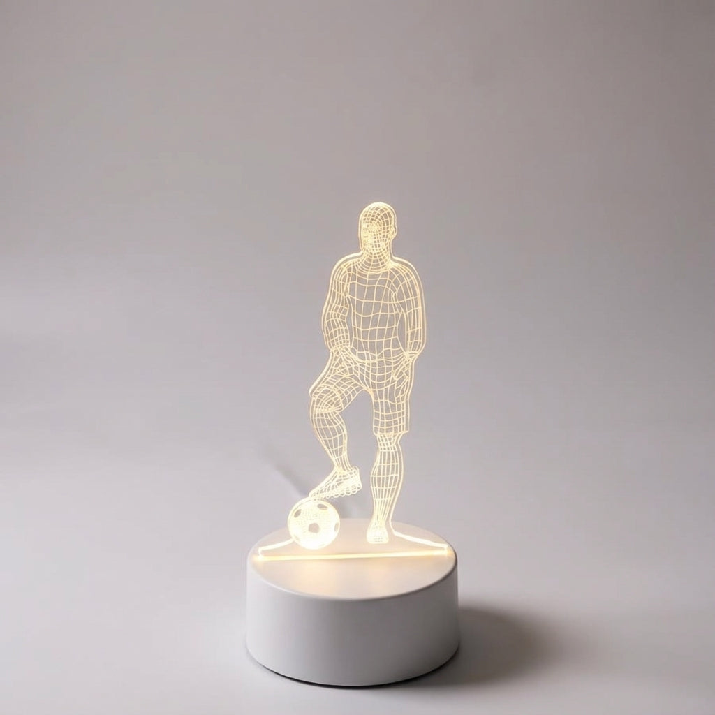 Rzeźbiarska akrylowa lampa stołowa z motywem piłki nożnej i zasilaniem USB