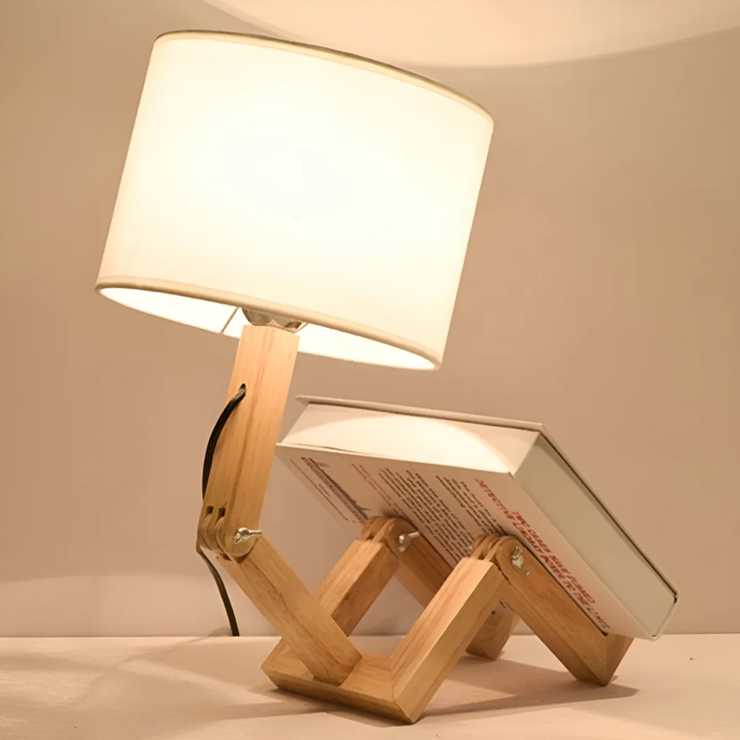Regulowana nordycka lampa stołowa z litego drewna
