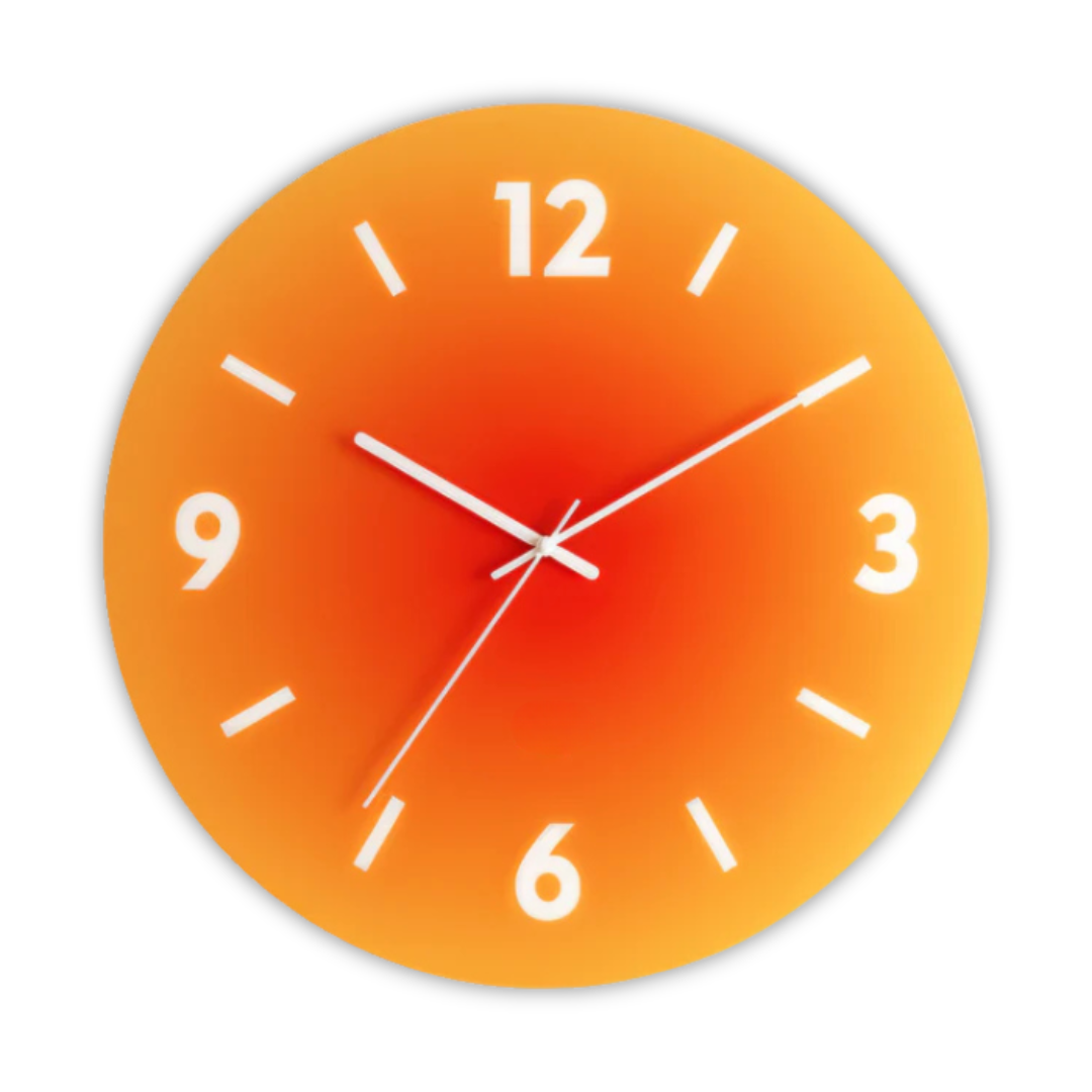 Okrągły szklany zegar ścienny Gradient Sunset z cichym mechanizmem kwarcowym