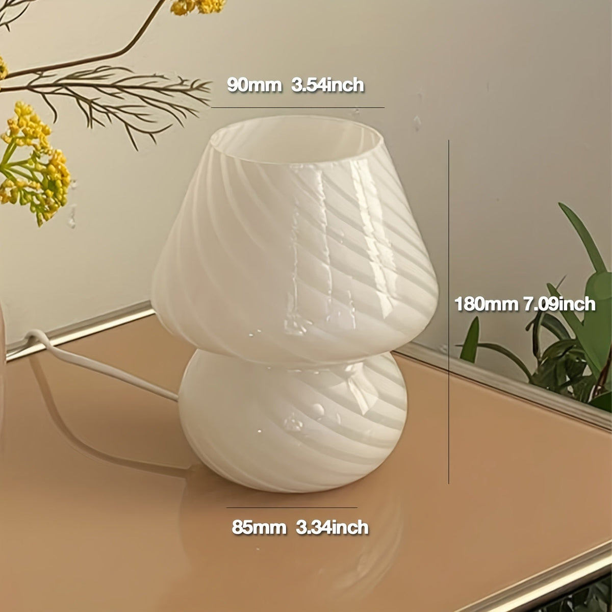 Lampa stołowa z artystycznego szkła wirowego w kształcie grzybka z funkcją ściemniania