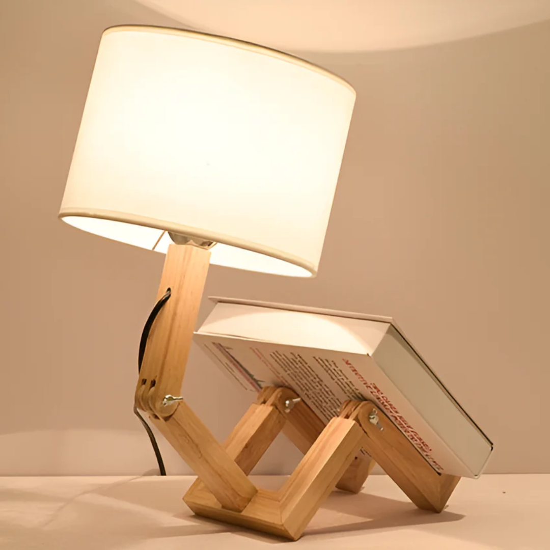 Regulowana nordycka lampa stołowa z litego drewna