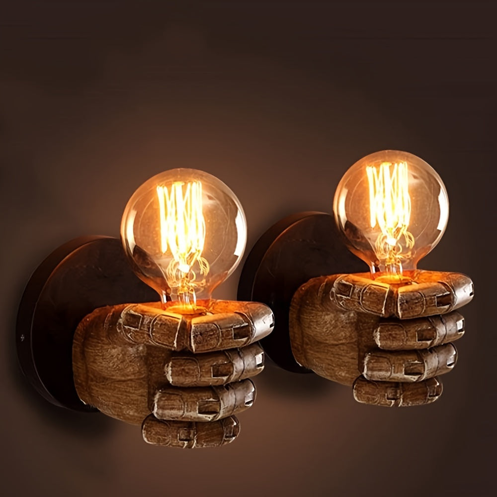 Rzeźbiarska industrialna lampa ścienna z żywicy w kształcie dłoni