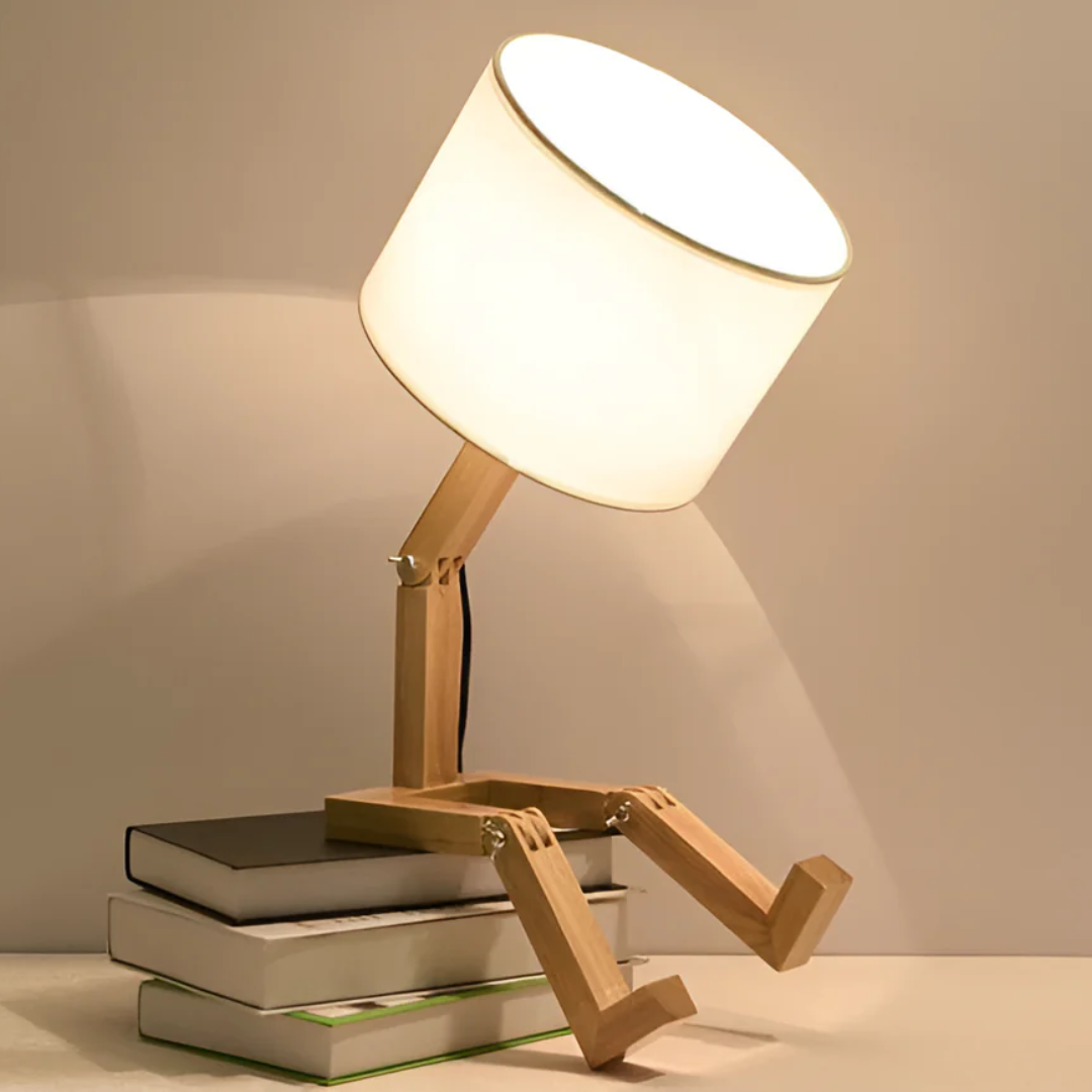 Regulowana nordycka lampa stołowa z litego drewna