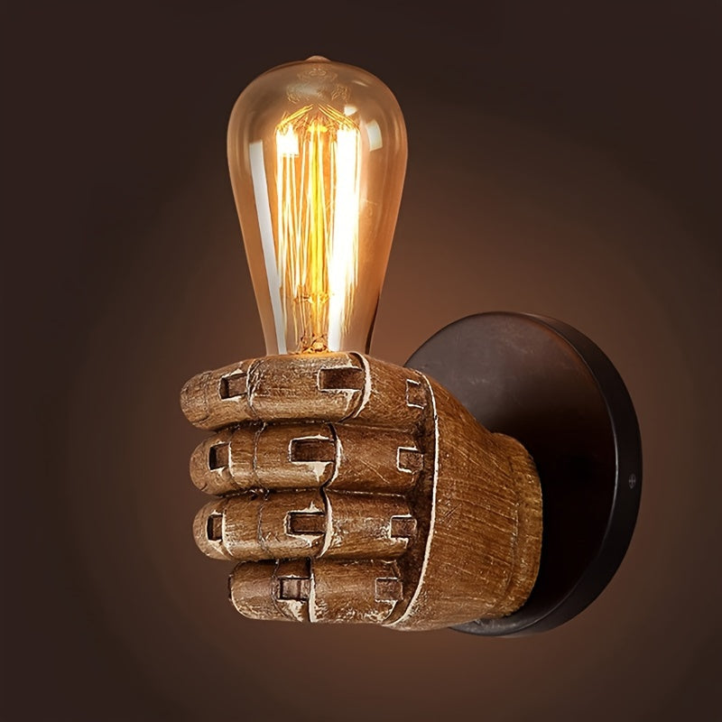 Rzeźbiarska industrialna lampa ścienna z żywicy w kształcie dłoni