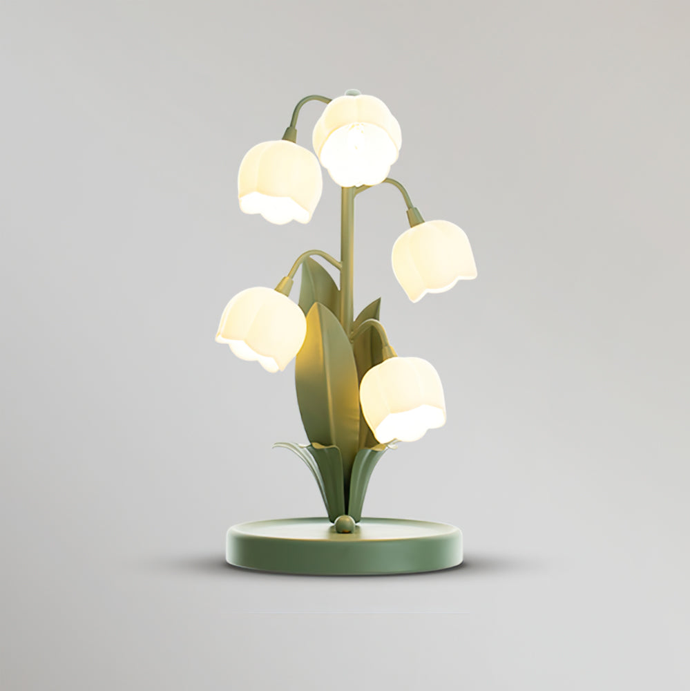 Lampa stołowa w kształcie tulipana z kwiatem orchidei