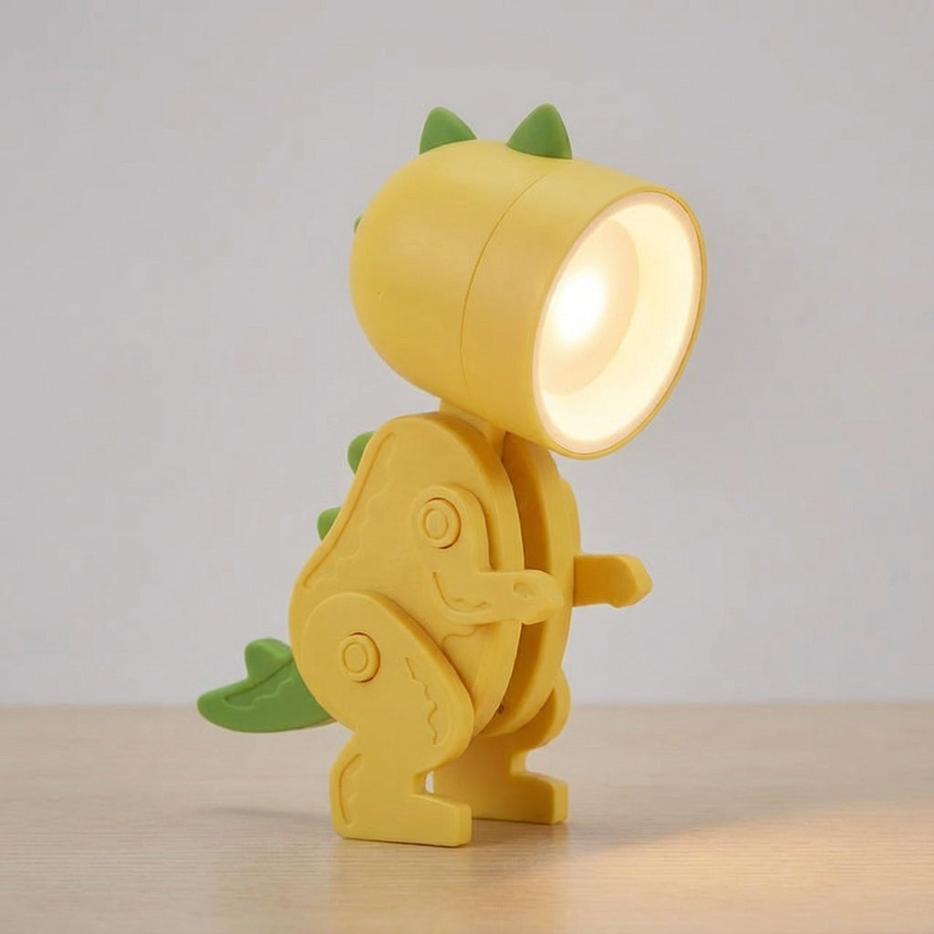 Kompaktowa przenośna lampa stołowa z klipsem, składana, z motywem dinozaura