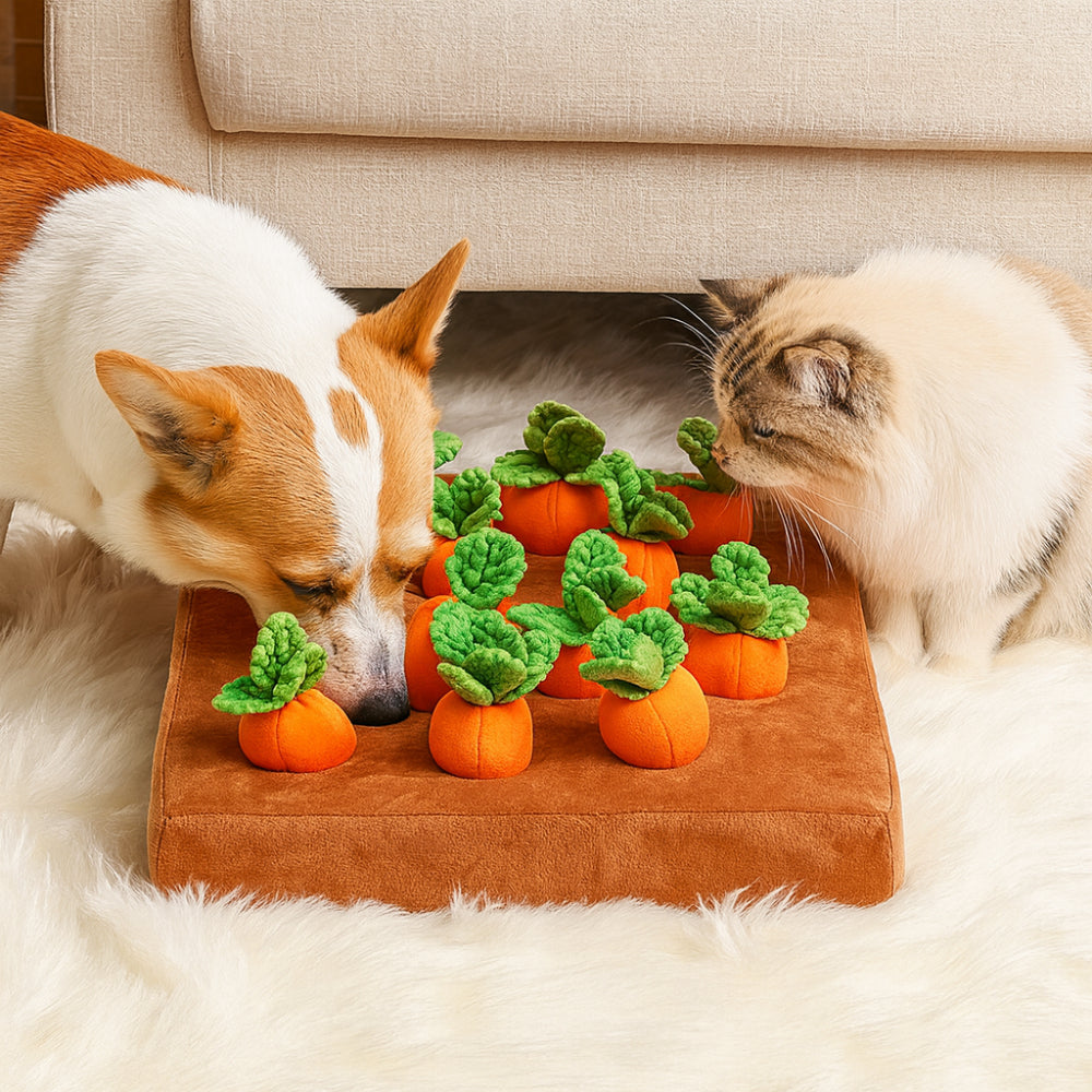 Pluszowa mata węchowa dla psa z ukrytymi kieszonkami do poszukiwania