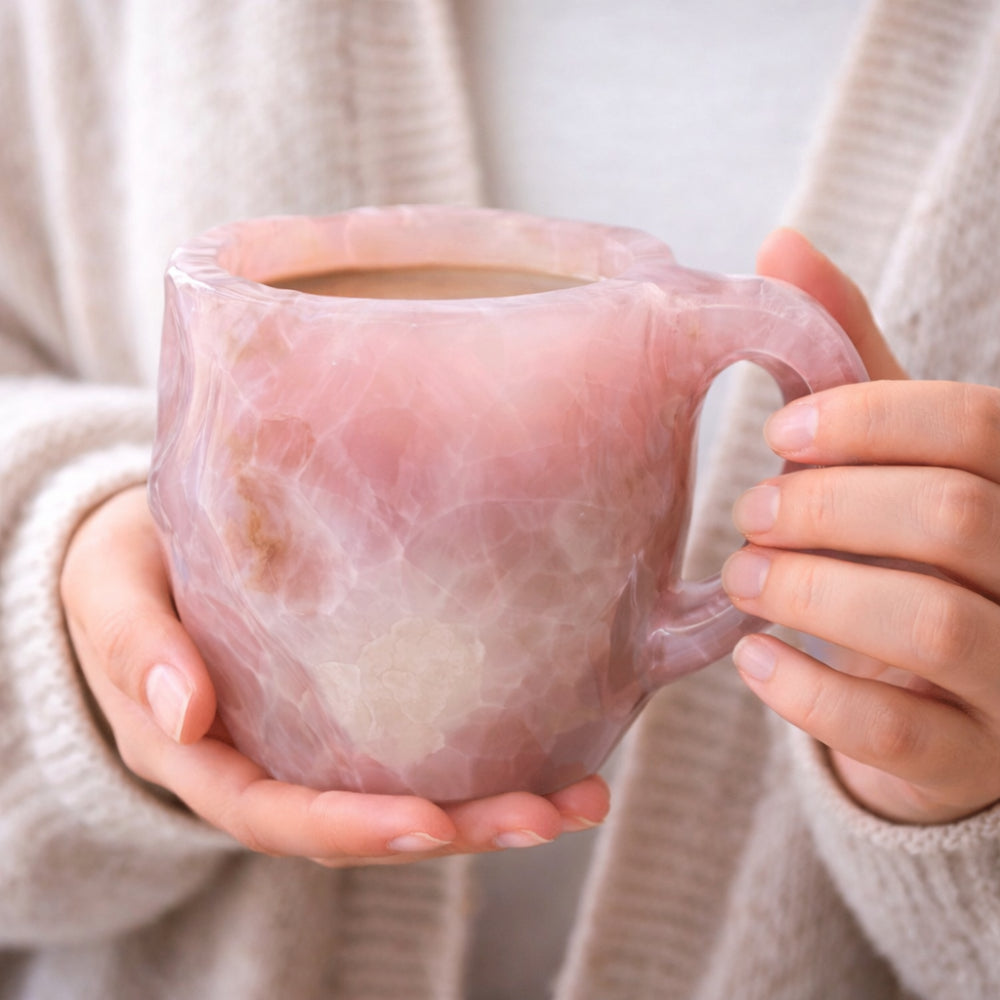 Ceramiczny kubek do kawy z fakturą kamienia agatu i geody