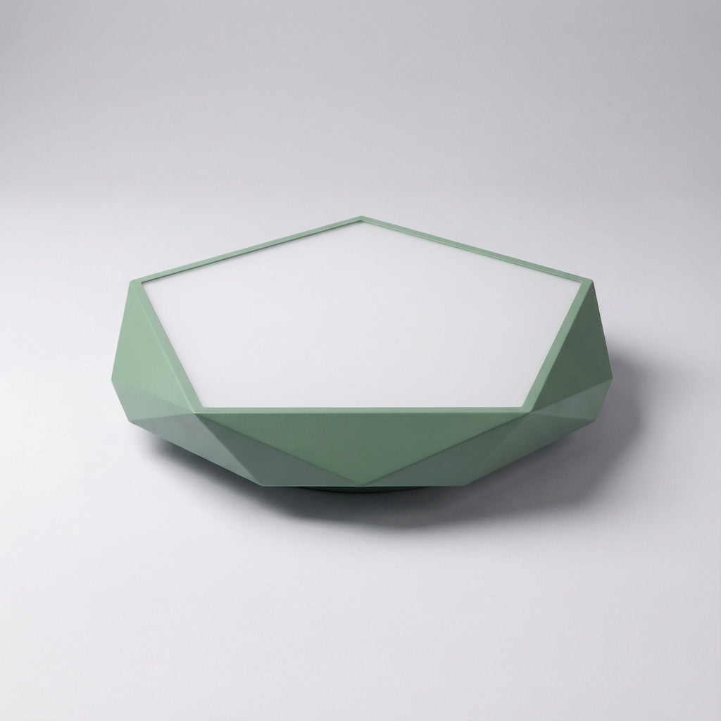 Geometryczna żelazna sufitowa lampa z akrylowym kloszem w kształcie pięciokąta