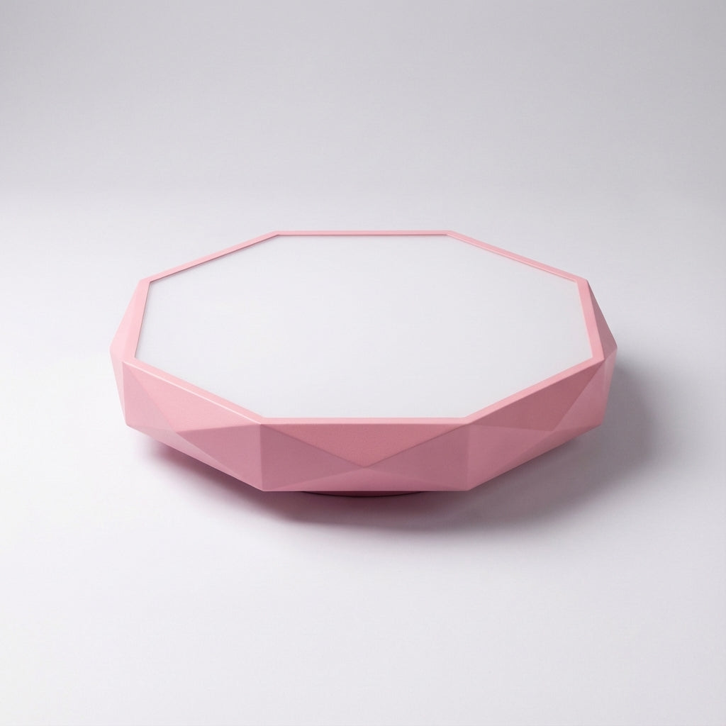 Geometryczna żelazna sufitowa lampa z akrylowym kloszem w kształcie pięciokąta