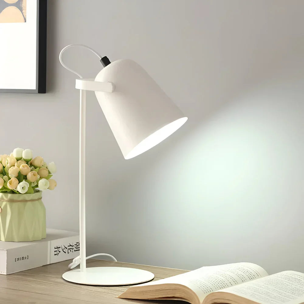 Lampa biurkowa i stołowa z obrotowym metalowym kloszem, regulacją i światłem przyjaznym dla oczu