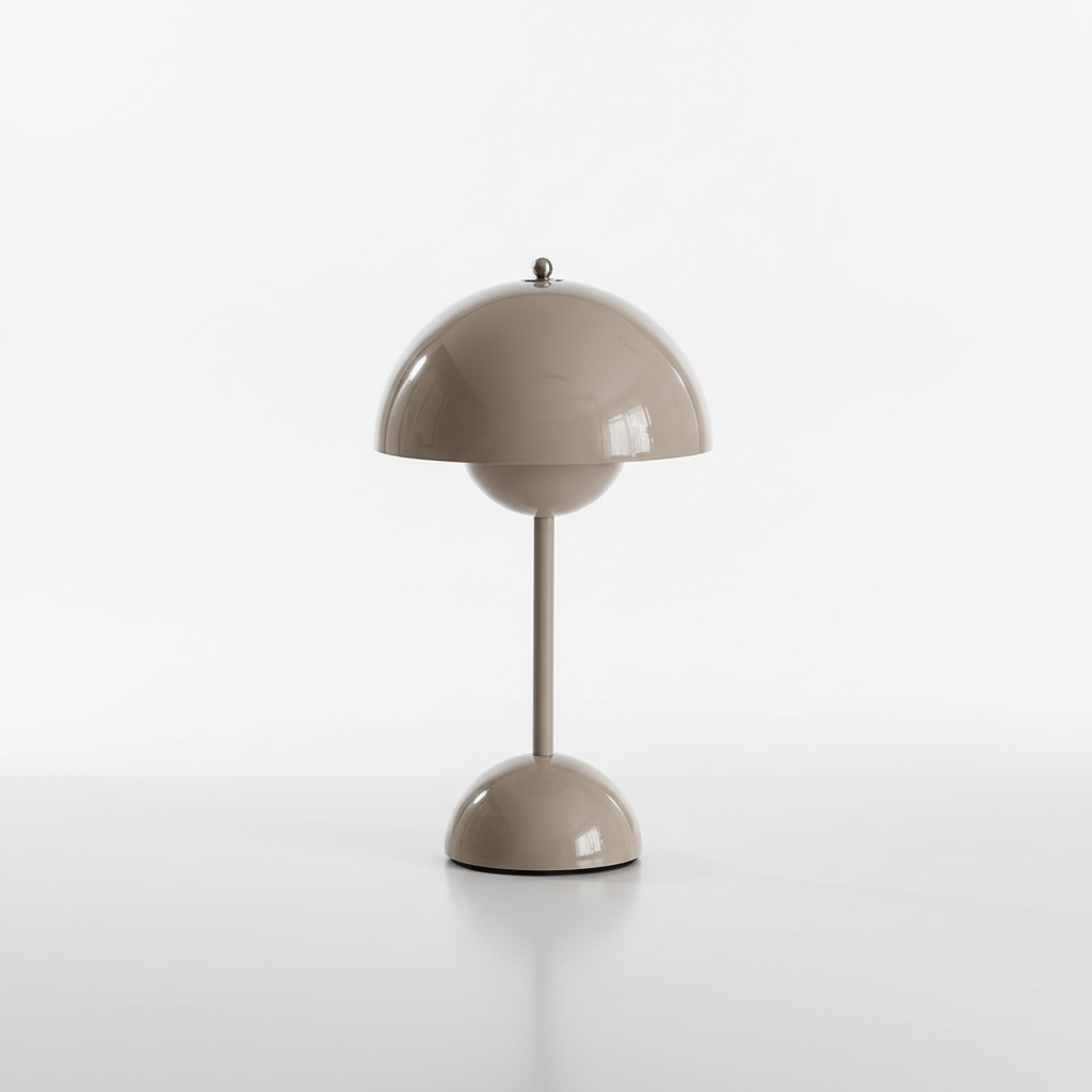 Bezprzewodowa ładowalna lampa stołowa w stylu retro, z kloszem kopułowym i funkcją ściemniania