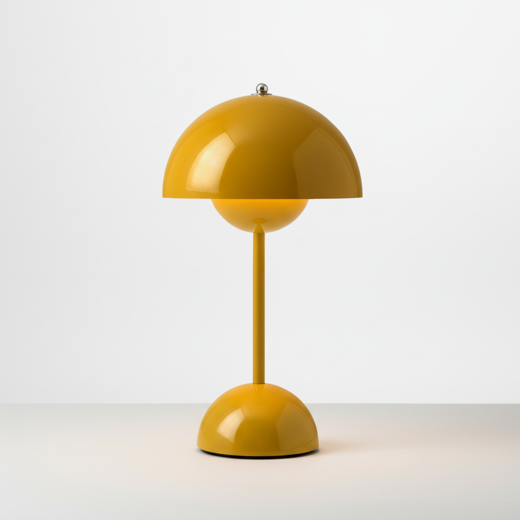 Bezprzewodowa ładowalna lampa stołowa w stylu retro, z kloszem kopułowym i funkcją ściemniania