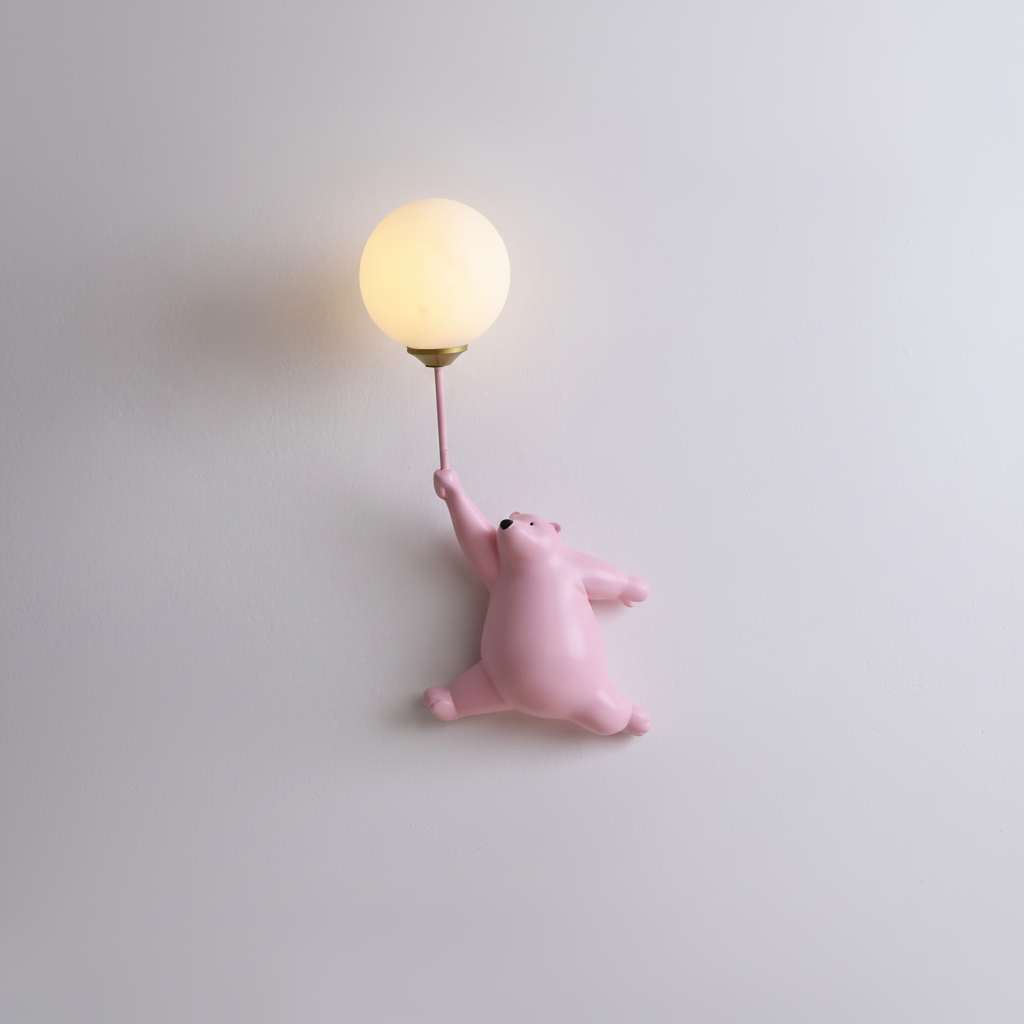 Zabawna lampa ścienna do pokoju dziecięcego z żywicy i akrylu w kształcie misia