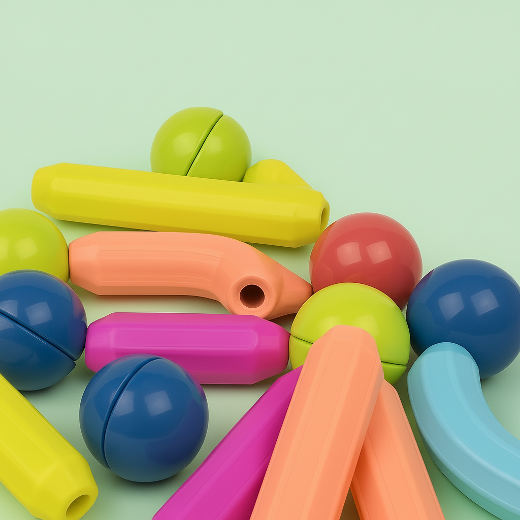Edukacyjna zabawka konstrukcyjna STEM - geometryczne magnetyczne klocki do łączenia