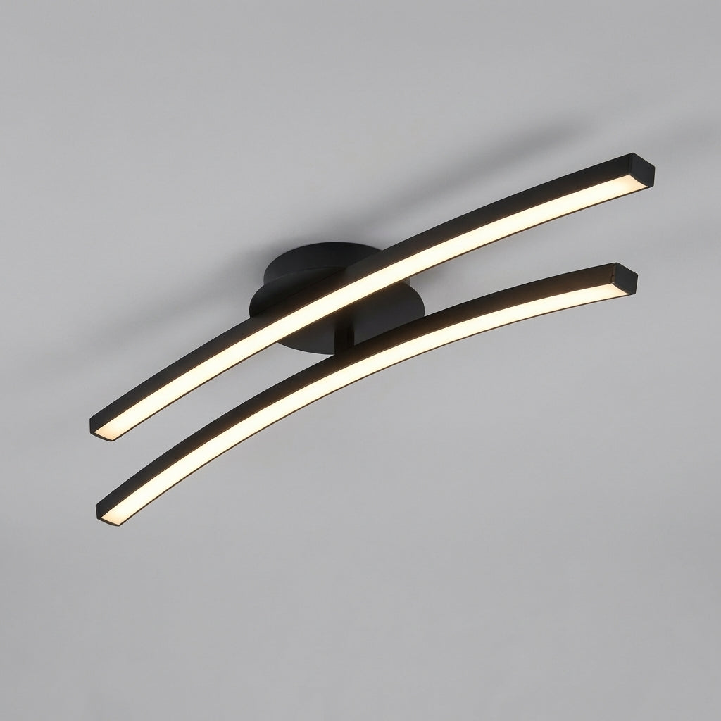 Sufitowa lampa o zakrzywionej falistej formie z aluminium, bez efektu olśnienia