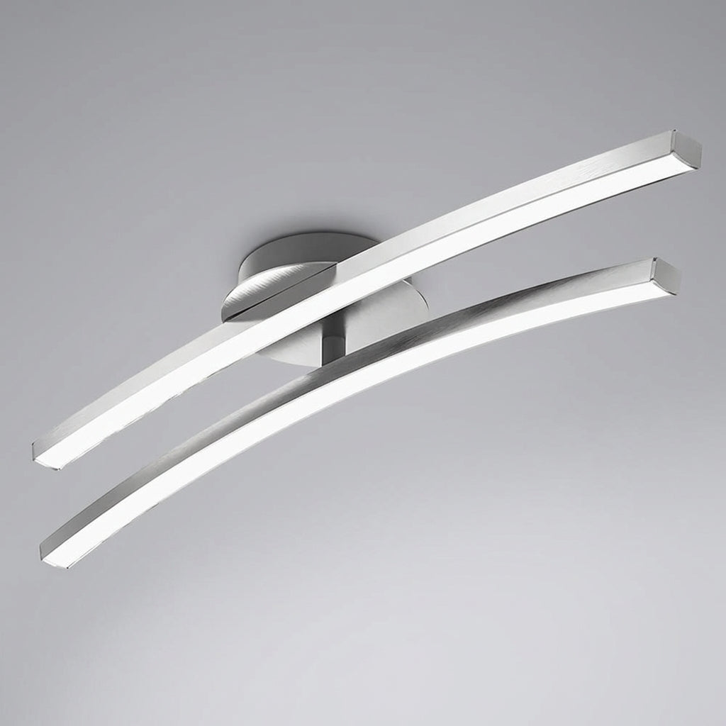 Sufitowa lampa o zakrzywionej falistej formie z aluminium, bez efektu olśnienia