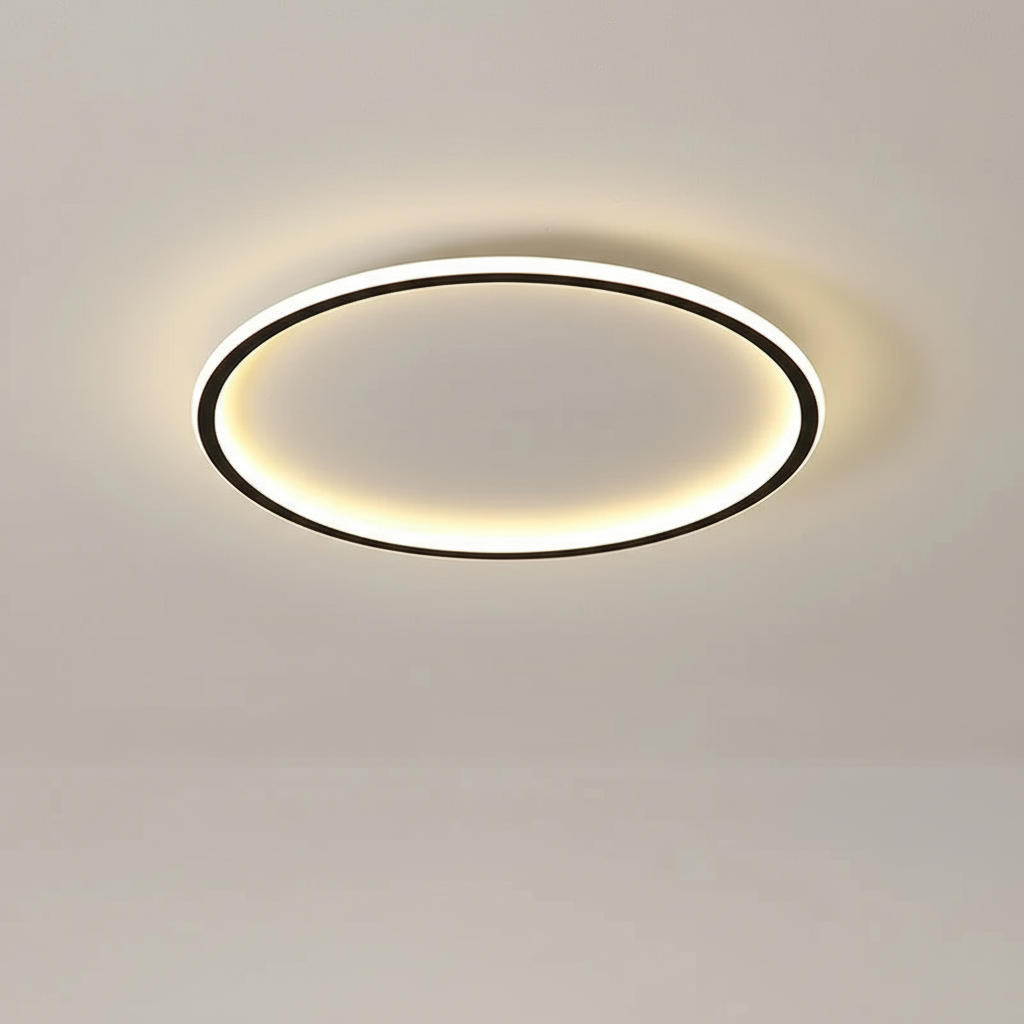 Skandynawska minimalistyczna okrągła ściemnialna sufitowa lampa z aluminium i akrylu