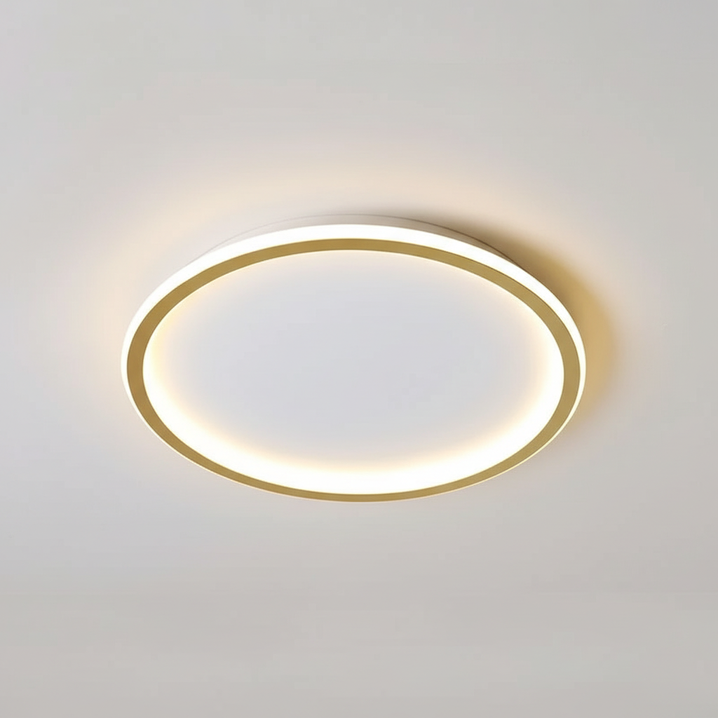 Skandynawska minimalistyczna okrągła ściemnialna sufitowa lampa z aluminium i akrylu