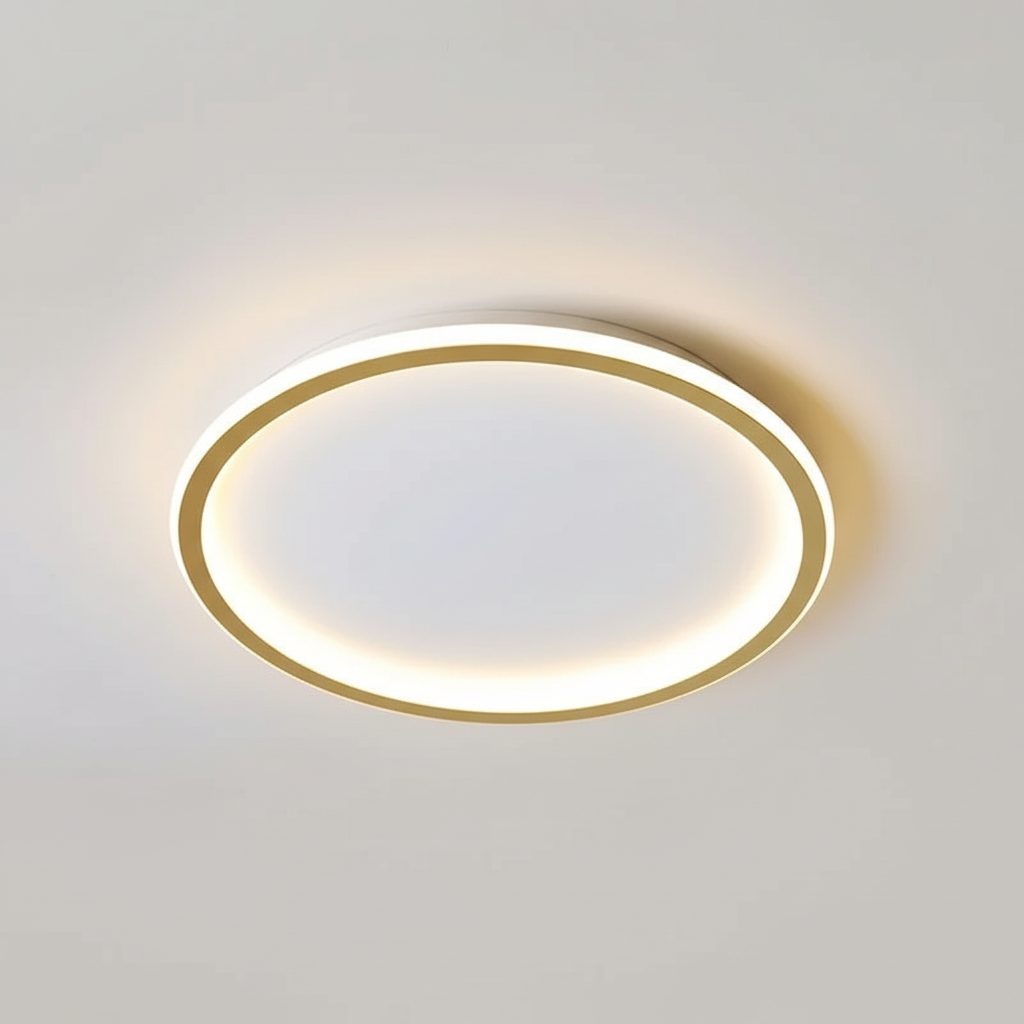 Skandynawska minimalistyczna okrągła ściemnialna sufitowa lampa z aluminium i akrylu