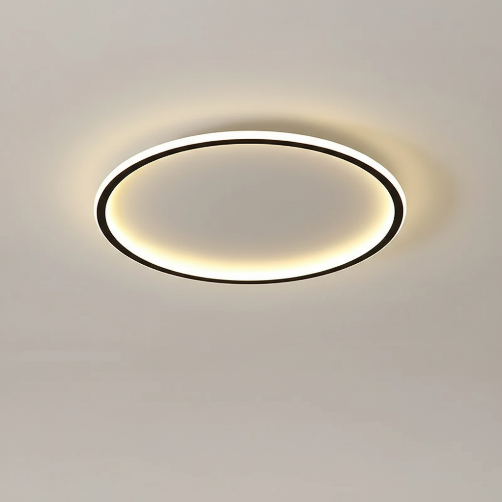 Skandynawska minimalistyczna okrągła ściemnialna sufitowa lampa z aluminium i akrylu