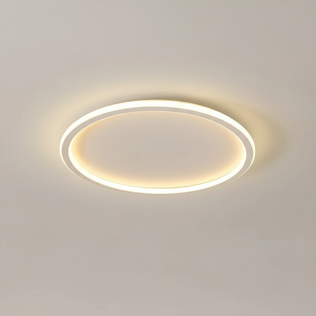 Skandynawska minimalistyczna okrągła ściemnialna sufitowa lampa z aluminium i akrylu