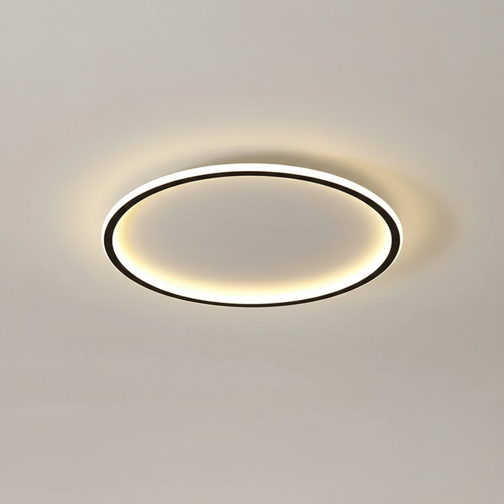 Skandynawska minimalistyczna okrągła ściemnialna sufitowa lampa z aluminium i akrylu