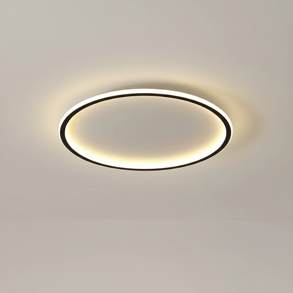 Skandynawska minimalistyczna okrągła ściemnialna sufitowa lampa z aluminium i akrylu