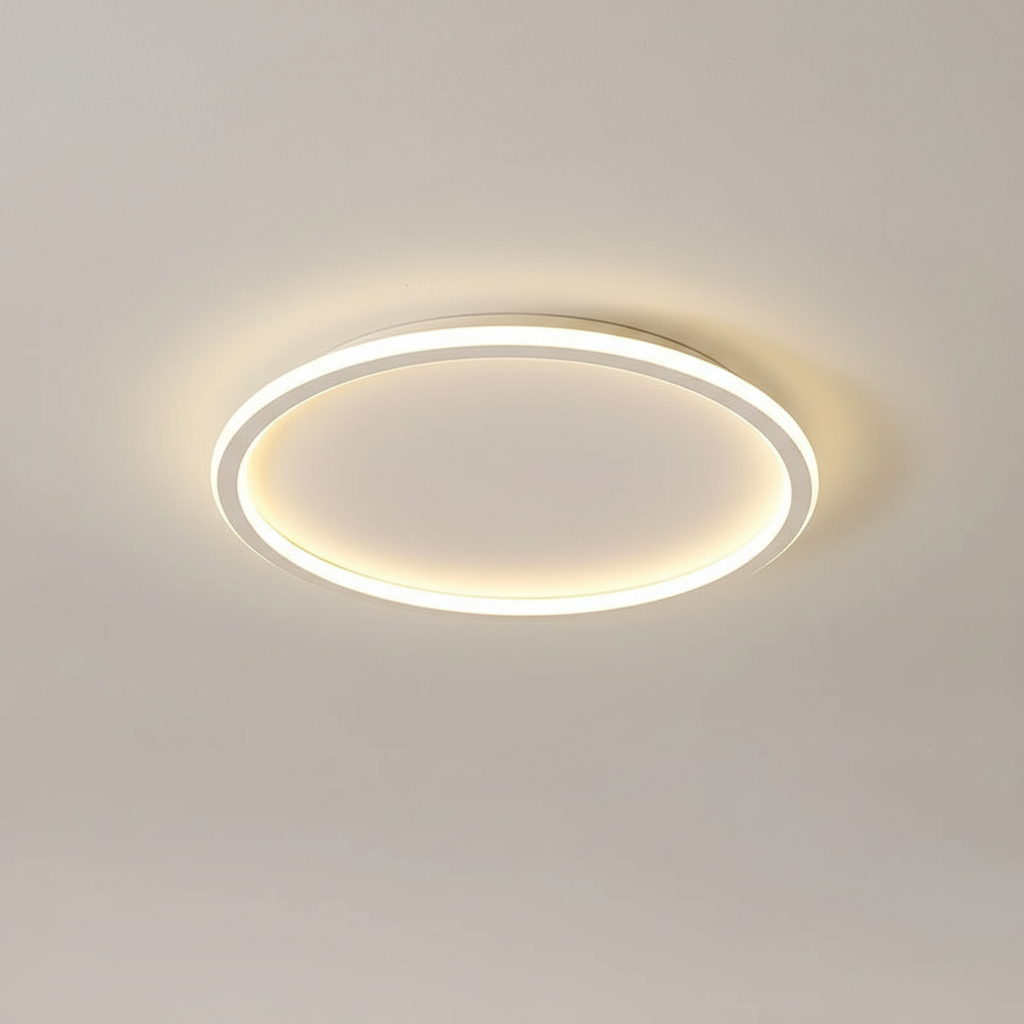Skandynawska minimalistyczna okrągła ściemnialna sufitowa lampa z aluminium i akrylu