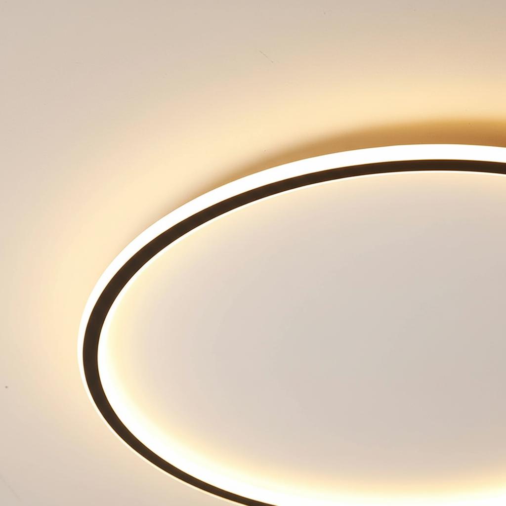Skandynawska minimalistyczna okrągła ściemnialna sufitowa lampa z aluminium i akrylu