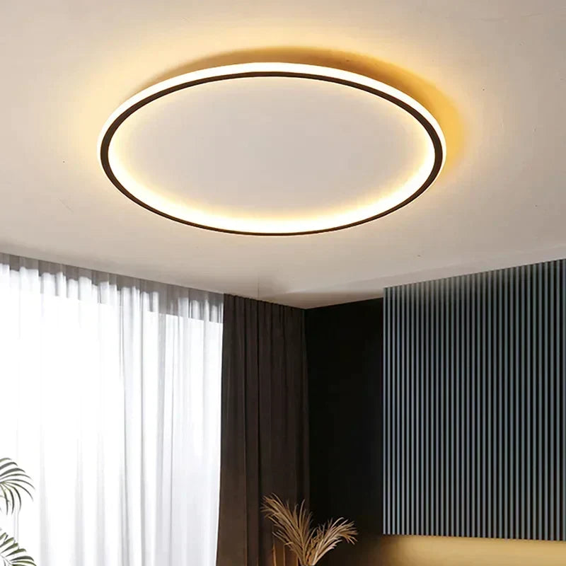 Skandynawska minimalistyczna okrągła ściemnialna sufitowa lampa z aluminium i akrylu