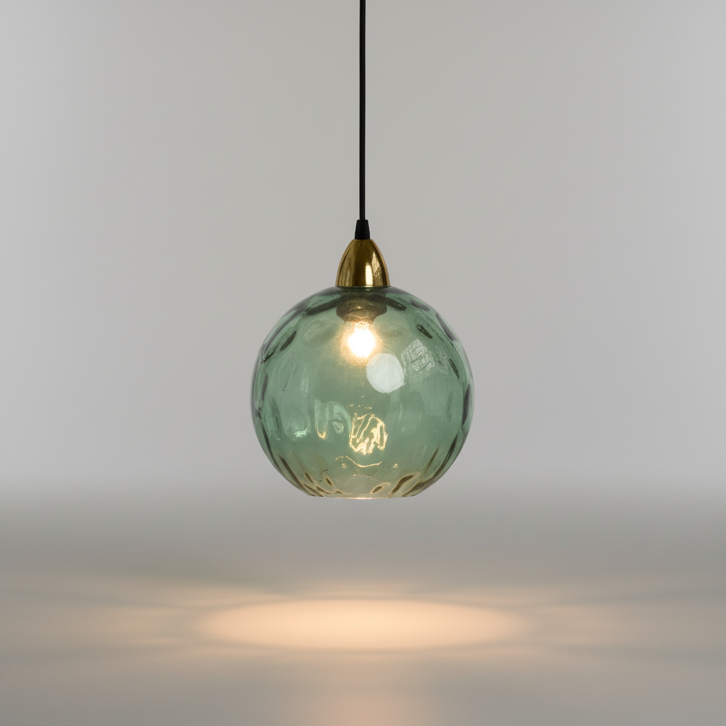 Minimalistyczna żelazna lampa wisząca ze szklaną kulą