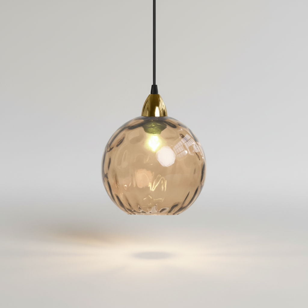 Minimalistyczna żelazna lampa wisząca ze szklaną kulą