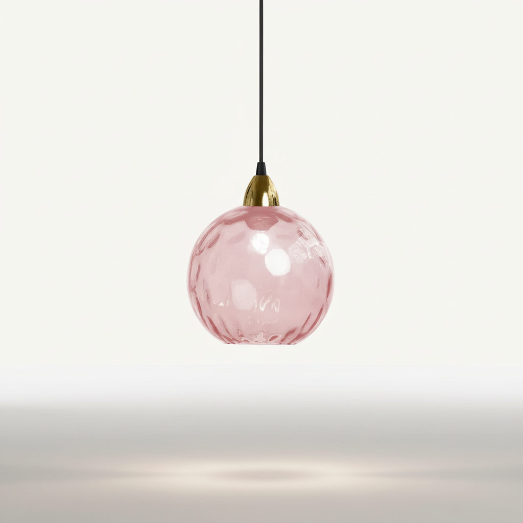 Minimalistyczna żelazna lampa wisząca ze szklaną kulą