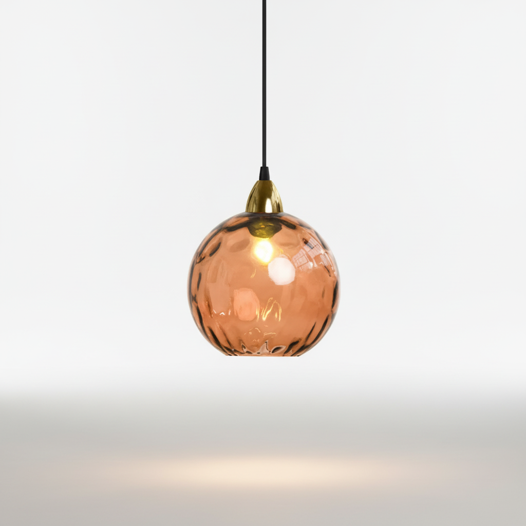 Minimalistyczna żelazna lampa wisząca ze szklaną kulą