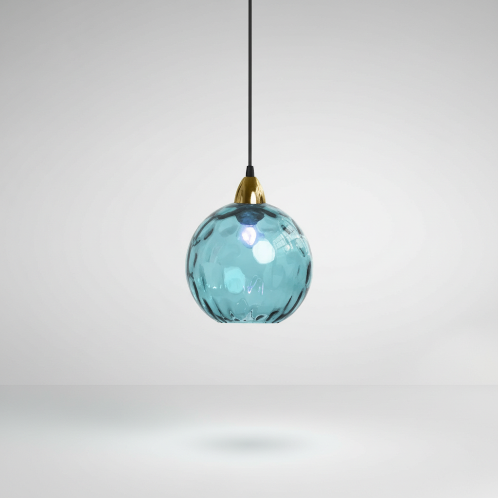 Minimalistyczna żelazna lampa wisząca ze szklaną kulą