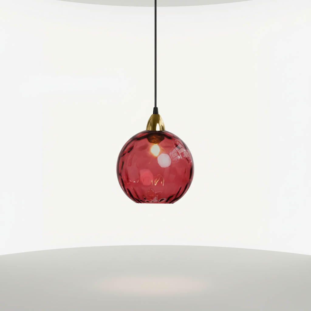 Minimalistyczna żelazna lampa wisząca ze szklaną kulą
