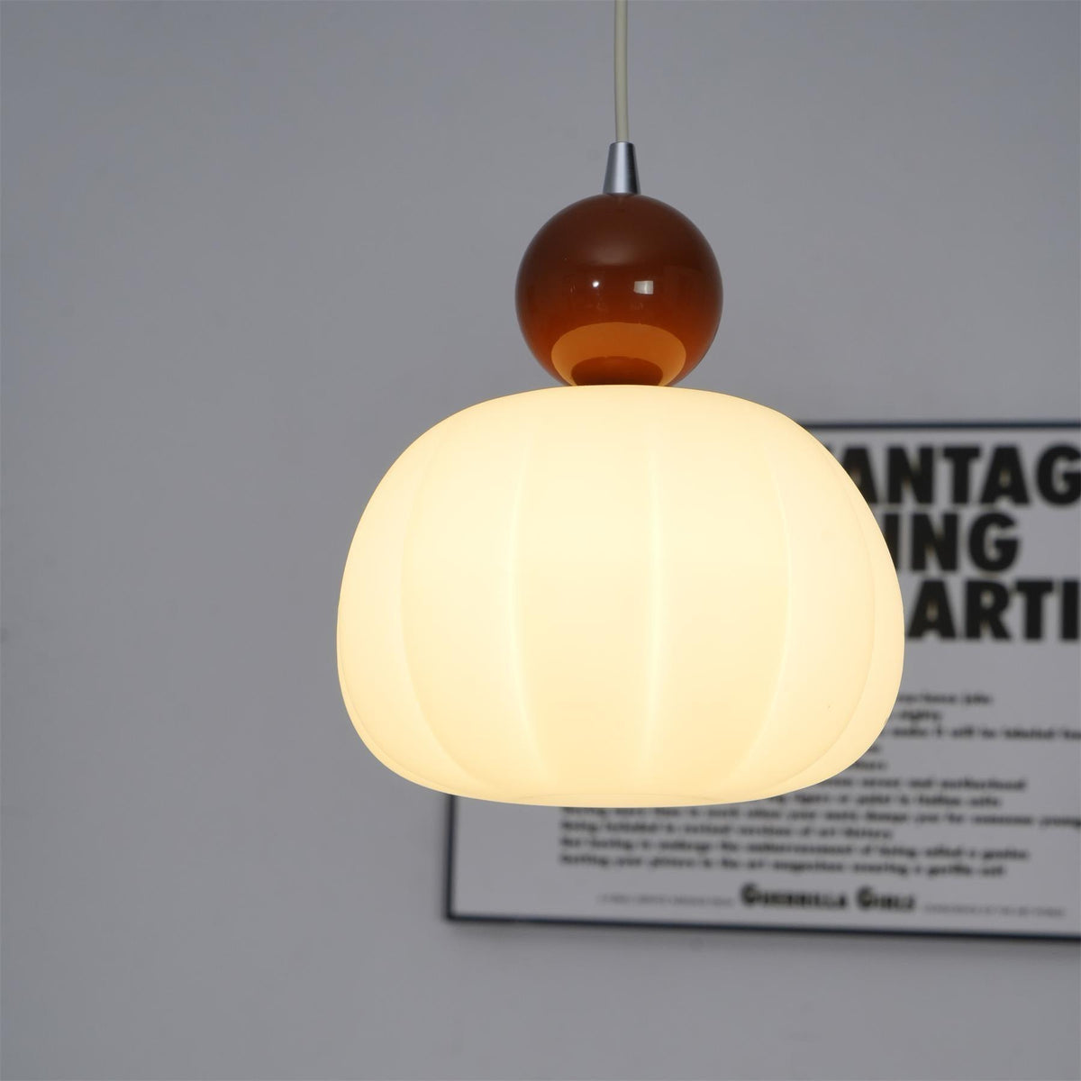 Wisząca lampa z okrągłym organicznym dyfuzorem akrylowym