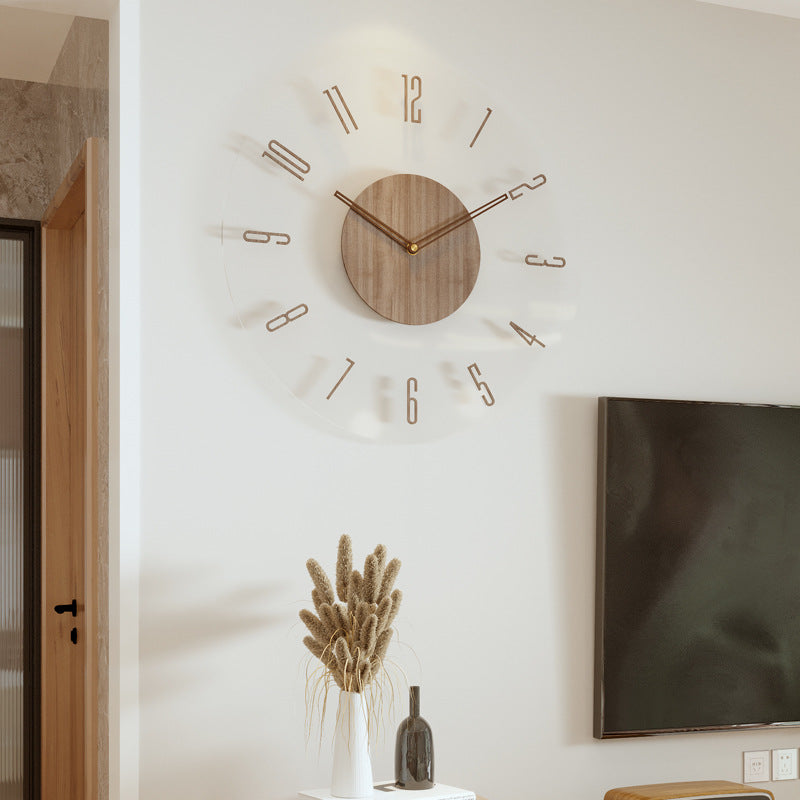 Minimalistyczny skandynawski zegar ścienny z litego drewna, z cichym mechanizmem kwarcowym