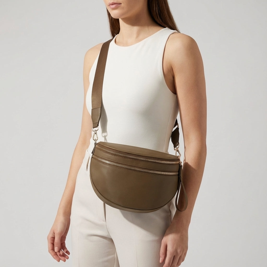 Torba typu crossbody na ramię z tkaniny Oxford w kratę, z wieloma kieszeniami i możliwością zmiany sposobu noszenia