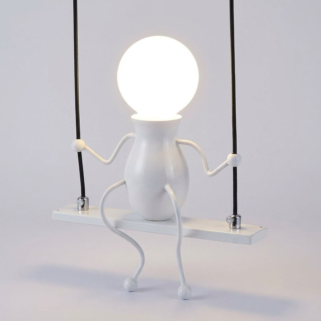 Trwała metalowa lampa ścienna z sylwetką kołyszącej się postaci
