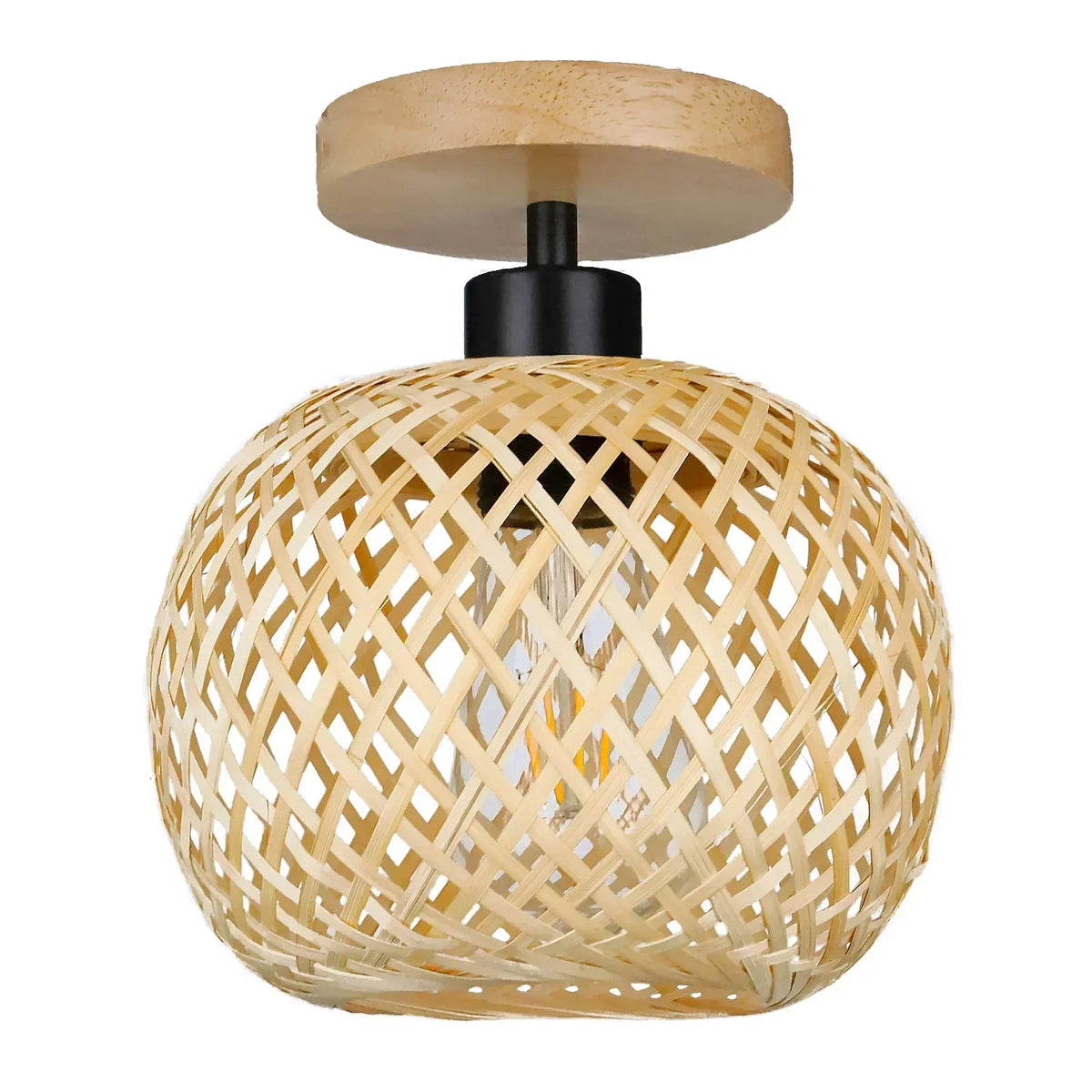Ręcznie pleciona bambusowo-rattanowa lampa sufitowa do montażu nawierzchniowego