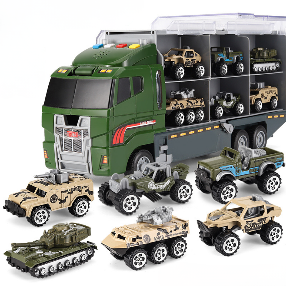 Realistyczny metalowy zestaw do zabawy z miniaturowym transporterem pojazdów budowlanych