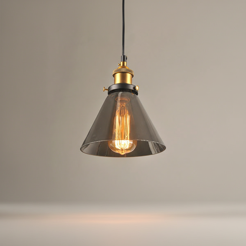 Cylindryczna lampa wisząca w stylu vintage industrialnym ze szkła kryształowego, z regulacją wysokości