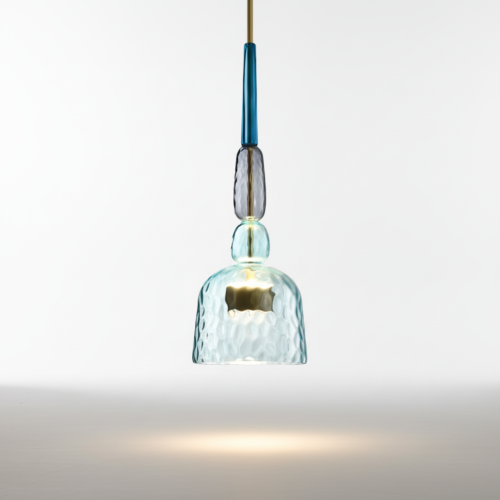 Cylindryczna lampa wisząca z kloszem z kolorowego szkła
